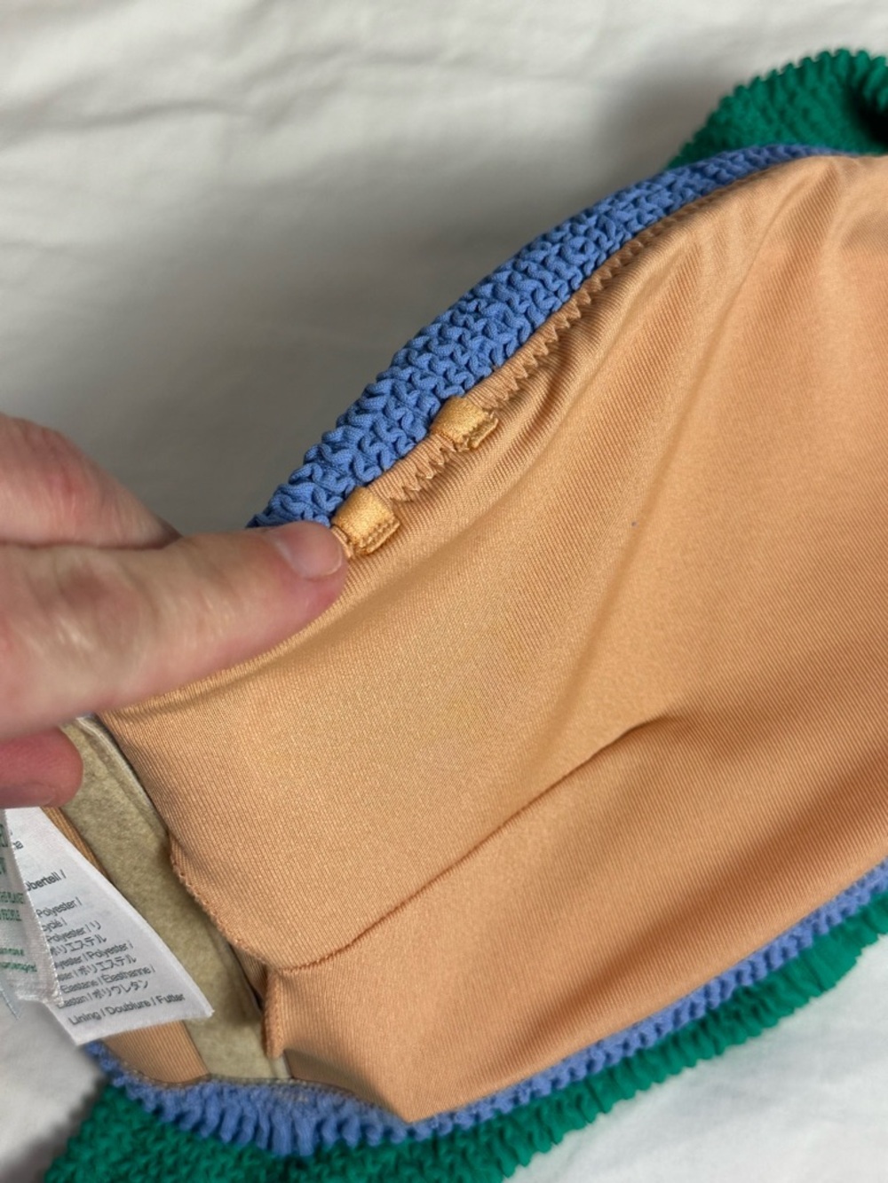 J.Crew Colorblock Bandeau Bikini Set Blue Green O-Ring Top L Bottom M - Picture 13 of 16